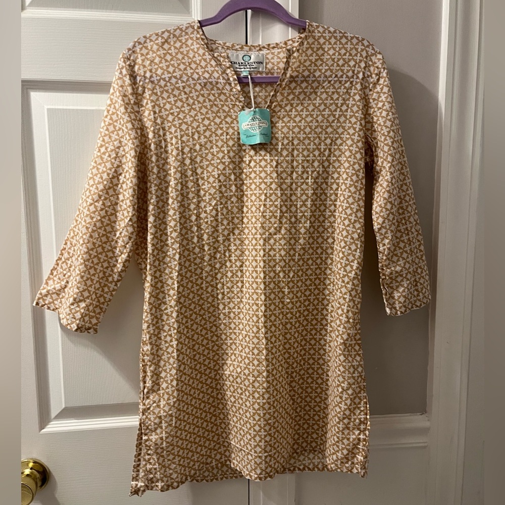 CHARLESTON SHOE CO. Tan and Cream Tunic